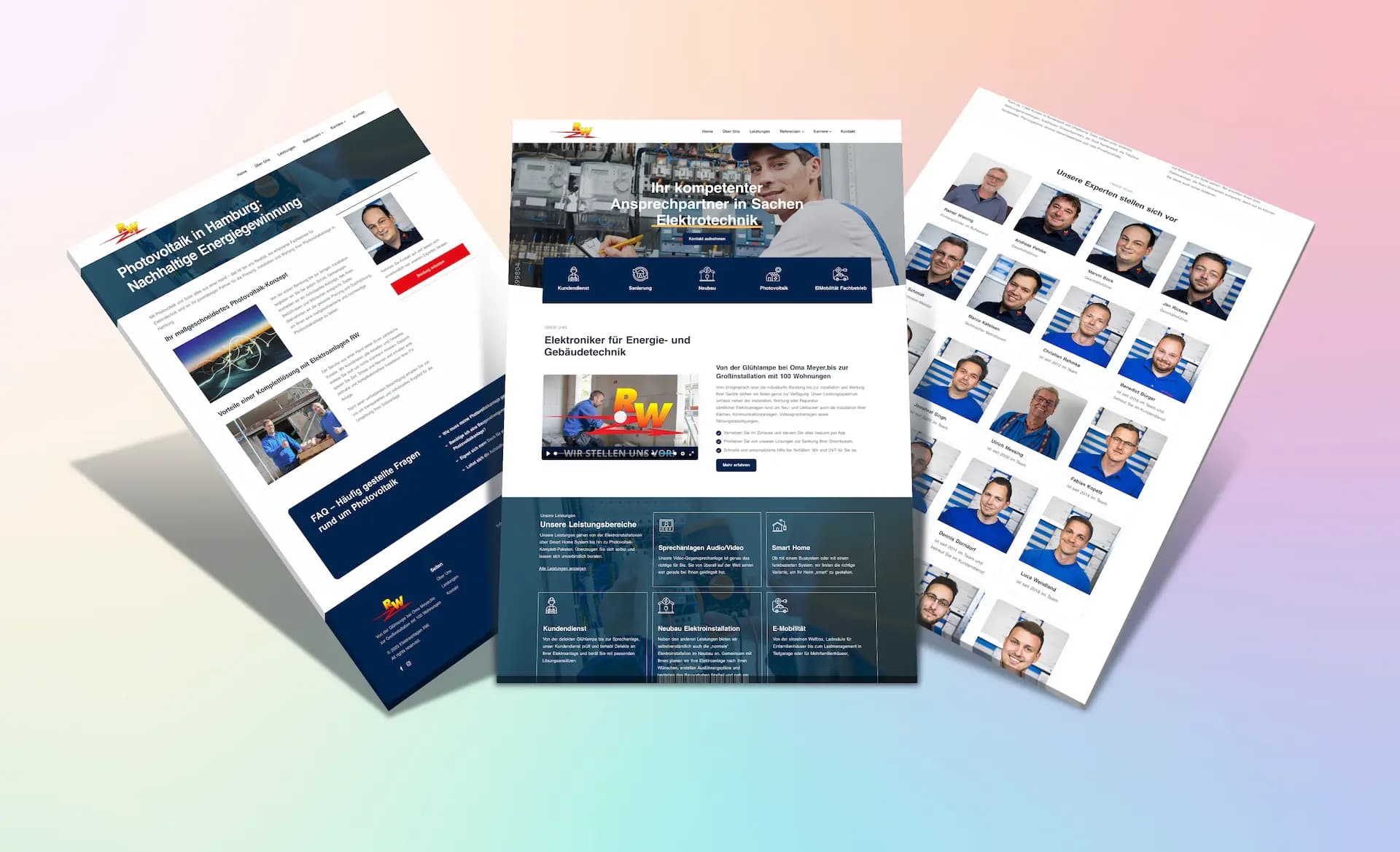 Mockup der Elektro-Wiening-Website