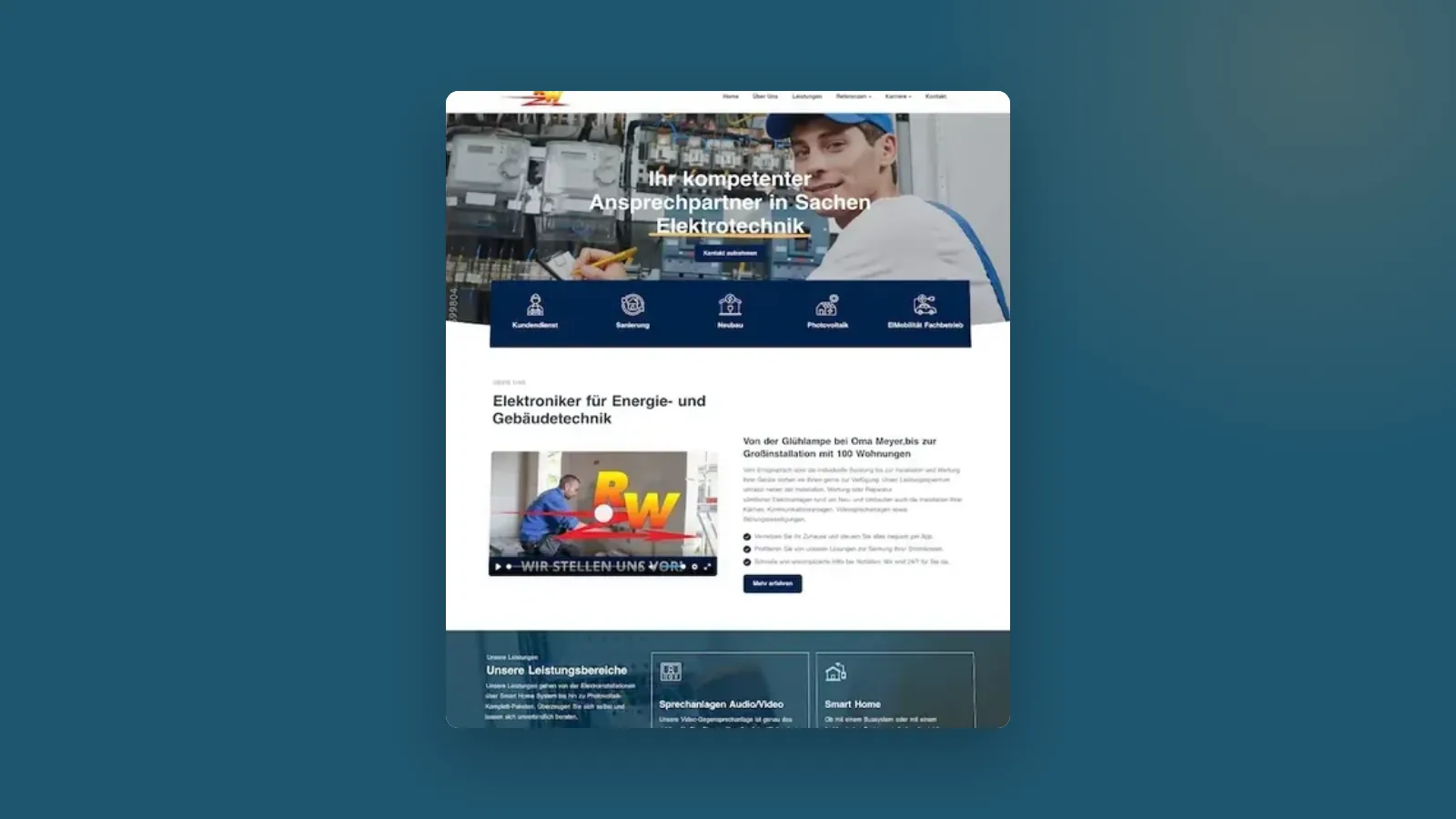 Mockup der Website von Elektroanlagen RW