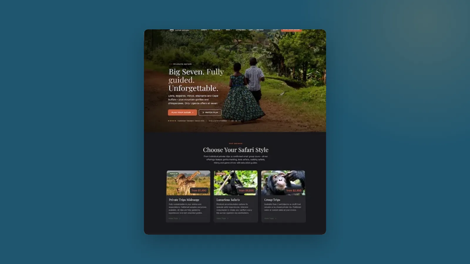 Mockup der NRSU-Safaris-Website