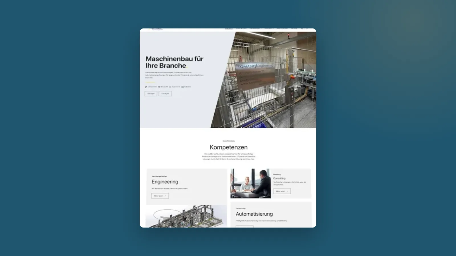 Mockup der Tomasic-Engineering-Website