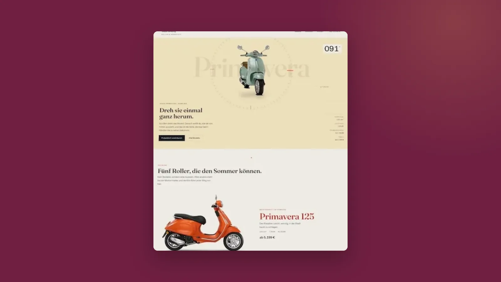 Mockup der Vespa-Hamburg-Website
